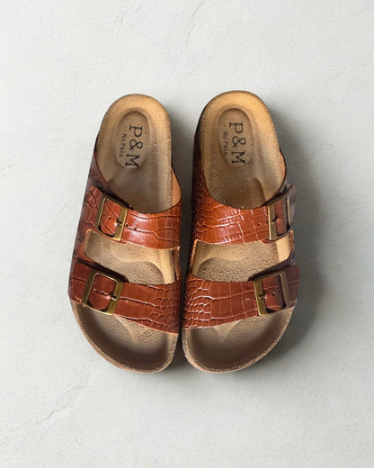 Sandálias Taormina Croco Cognac